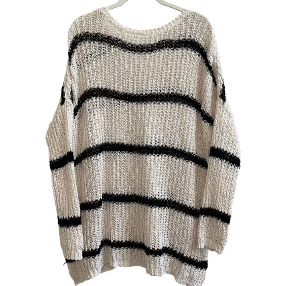 Free People Greenwich Village Oversized Striped Pullover Sweater Cotton S - Picture 7 of 9